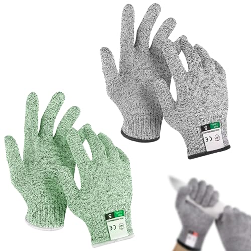 BDSHUNBF 2 Par Guantes Anticortes, Guantes de Protección y Anticorte, Guantes Resistentes al Corte, Guantes de Malla para Carnicero, Guantes Anticortes Cocina, Cortar Rebanar Procesamiento de Carne