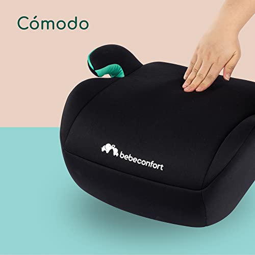 Bebeconfort Manga i-Safe, Asiento Elevador de Coche, 6-12 Años, 125-150 cm, Silla Compacta y Ligera (menos de 1 kg), Fácil Instalación con Cinturón, Acolchado, Tejidos Suaves, Full Black
