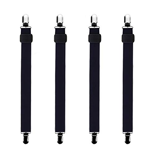 Bedecor - 4pcs(Extender 30-120 cm) Sujetadores de Hojas,Sujetadores de Tirantes Ajustables para sábanas o sofás,Negro