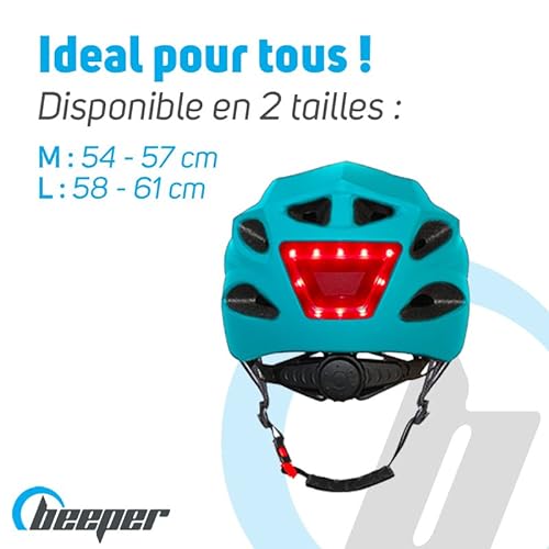 BEEPER Me134l-o Casco con LED Delantero y Trasero, Bicicleta de montaña, Patinete eléctrico, Unisex, Naranja, Large
