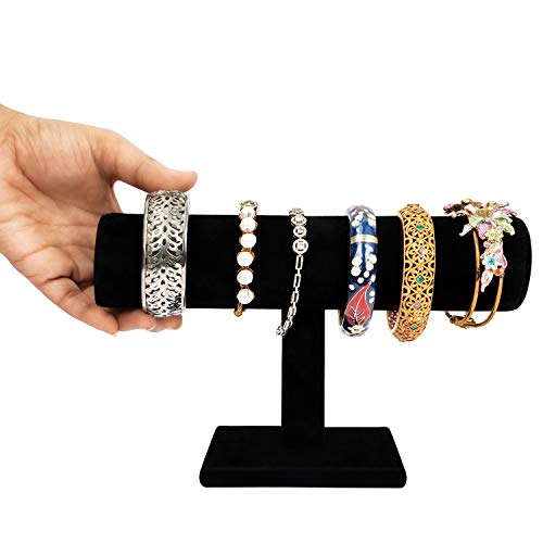BELLE VOUS Organizador de Pulseras Terciopelo Negro Barra en T (Pack de 2) Muestre su Organizador de Joyas con Pulseras, Relojes, Collares y Brazaletes - Expositor Pulseras