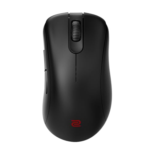 BenQ Zowie EC2-CW Ratón ergonómico inalámbrico para Juegos/e-Sports | Receptor Mejorado | Rueda de 24 Pasos | Sin Controlador | Revestimiento Negro Mate | Tamaño Medio