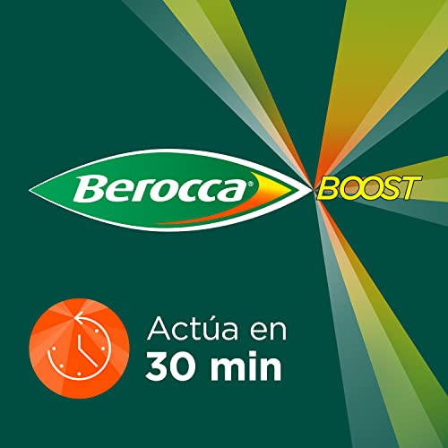 Berocca Boost Complejo de Vitaminas y Minerales con Cafeína y Guaraná Natural, para una Ayuda Rápida en el Rendimiento Mental y Físico, 2 X 30 Comprimidos Efervescentes