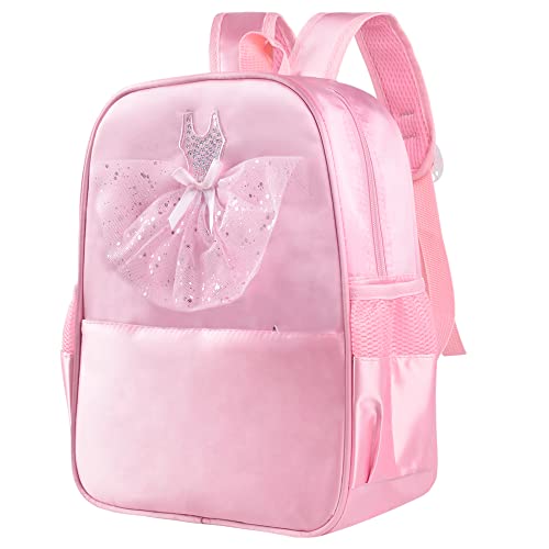 besbomig Bolsa de Ballet para Niñas Bolso de Deporte Gimnasia Grande Hombro Bandolera de Baile Princesa Mochila de Danza para Infantil Chicas de 6-12 Años Rosa