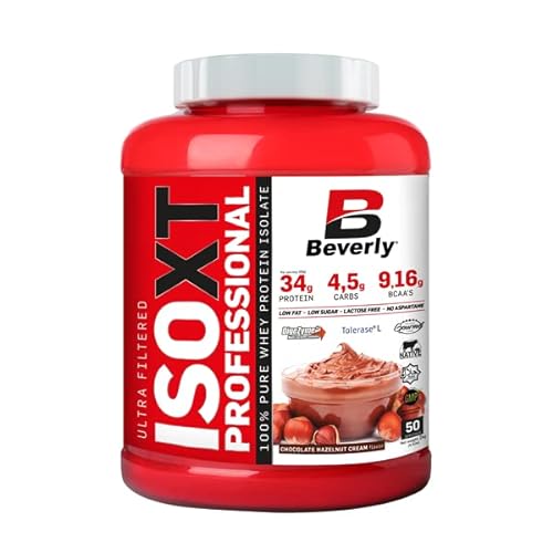 Beverly Iso XT Professional | Proteína de Aislado de Suero | Bote de 2 kg | Sabor chocolate cookies | Excelente asimilación y sabor | Aumento de masa muscular y fuerza