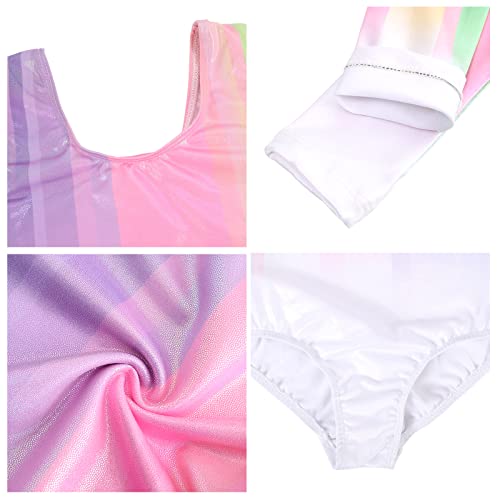 Bezioner Maillot de Gimnasia Leotardos de Danza Body Ballet Clásico Manga larga para Niña Rosa 110-120 cm 4-6 Años