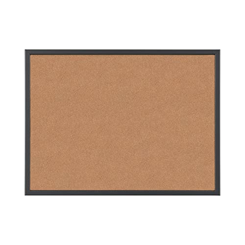 Bi-Office - Tablón de Anúncios de Corcho, Tablero con Marco MDF Negro, 60x40 cm