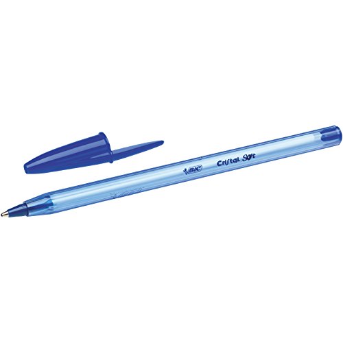 BIC Cristal Soft bolígrafos punta media (1,2 mm) con escritura suave - Colores surtidos, Blíster de 10 unidades – bolígrafos duraderos en azul, negro, rojo, y verde