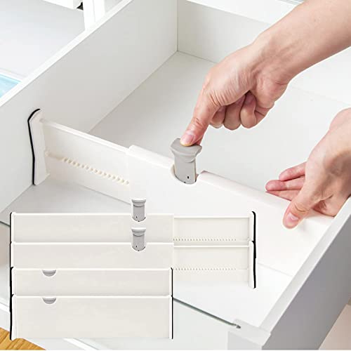 BillyBath Organizadores separadores de cajones, separador de cajones ajustable, juego de 2 separadores de malla para guardar ropa, tocador, baño, cocina, armario, oficina, color blanco