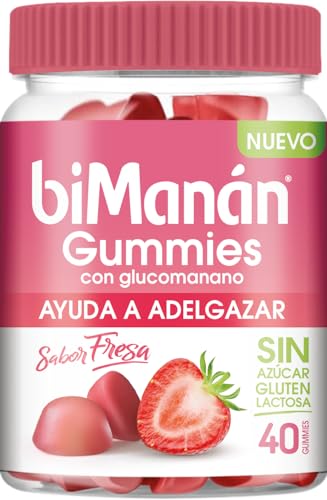 BiManán - Gummies con Glucomanano, Ayudan a Controlar el Peso, Sabor Fresa - 40 Gummies