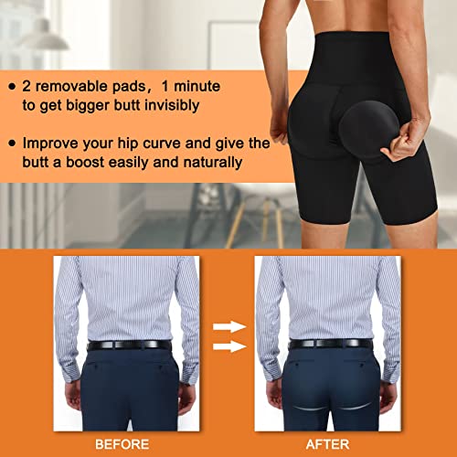 Bingrong Faja Reductora Hombre Pantalones Braga Moldeadora Abdomen Calzoncillos Hombre para Boxer Cintura Alta Ajustados Ropa Interior Elástico Shapewear Lencería Pantalones con Relleno Barriga