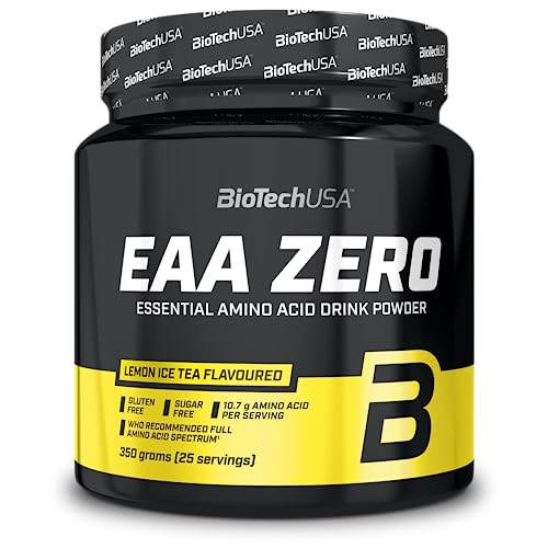 BioTechUSA EAA Zero - Essential Amino Acid Power | 7160mg EAA/porción | Proporción recomendada por la OMS | Sin azúcar, sin gluten, 350 g, Té Helado De Limón