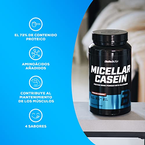 BioTechUSA Micellar Casein Protein Powder - Tiempo de absorción prolongado, sin gluten y sin grasa - L-Glutamina añadida, 908 g, Vainilla