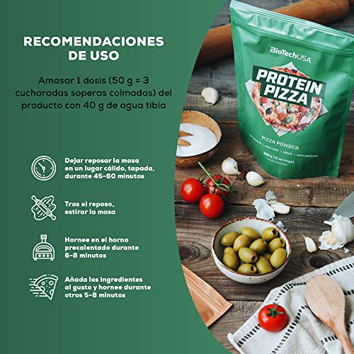 BioTechUSA Protein Pizza, Vegano Polvo de masa para pizza, rica en proteínas y fibras dietéticas, con orégano, 500 g, Tradicional