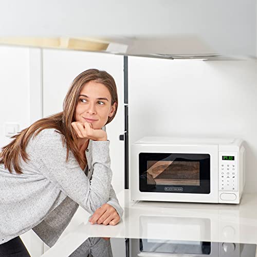 Black + Decker BXMZ701E - Microondas con grill, 20L, 700W potencia, 900W grill, 10 niveles de potencia, Función grill, Función descongelar, Temporizador 99 min, Auto-menú con 6 recetas, Compacto