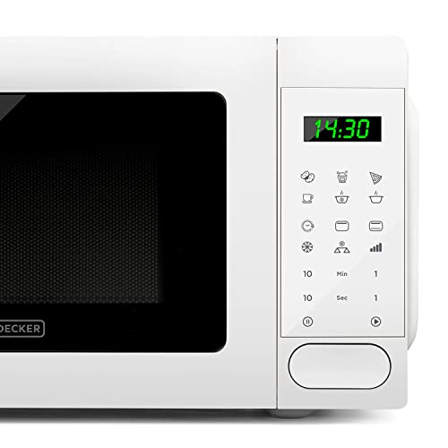 Black + Decker BXMZ701E - Microondas con grill, 20L, 700W potencia, 900W grill, 10 niveles de potencia, Función grill, Función descongelar, Temporizador 99 min, Auto-menú con 6 recetas, Compacto