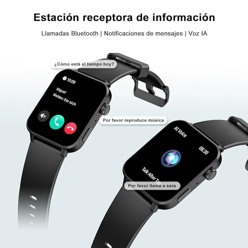 Blackview Reloj Inteligente Hombre Mujer, 1.85" Smartwatch con Llamadas Bluetooth, Oxímetro(SpO2)/Pulsómetro/Monitor de Sueño/Podómetro, 100+ Modos Deportivos Pulsera Actividad para Android iOS