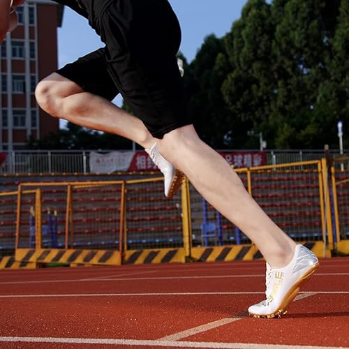 BLBK Spikes Atletismo 8 uñas Unisex Zapatos de atletismo antideslizantes juveniles con clavos y Sprint Hombre Mujer y Niños, platino, 39 EU