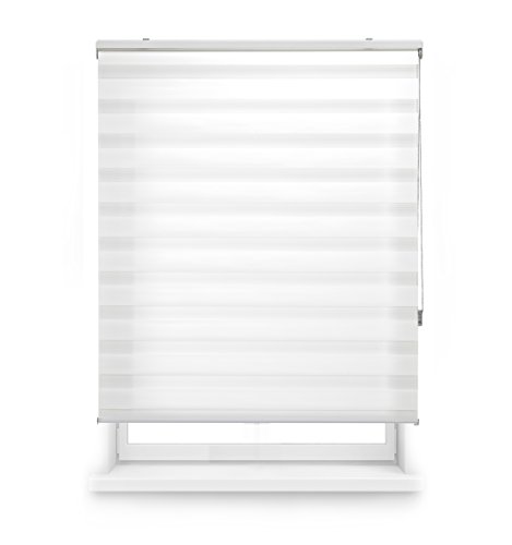 Blindecor Lira estor enrollable noche y día, color Blanco roto, estor de 140 x 250 cm (ancho x alto). Tamaño de la tela 137 x 245 cm. Estores noche y dia elegantes