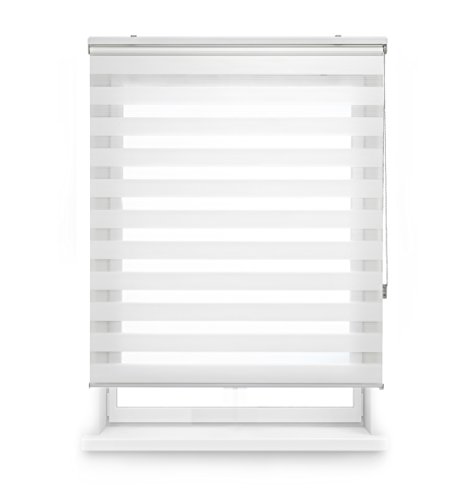 Blindecor Lira estor enrollable noche y día, color Blanco roto, estor de 140 x 250 cm (ancho x alto). Tamaño de la tela 137 x 245 cm. Estores noche y dia elegantes