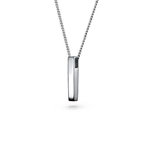Bling Jewelry Mensaje Personalizado Iniciales Minimalista Geométrico Simple Grabable 4 Caras Cubo Macizo Vertical Barra Colgante Collar para Mujer para Adolescente .925 Plata De Ley