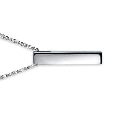 Bling Jewelry Mensaje Personalizado Iniciales Minimalista Geométrico Simple Grabable 4 Caras Cubo Macizo Vertical Barra Colgante Collar para Mujer para Adolescente .925 Plata De Ley