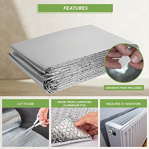 BLOSTM Panel Reflectante Radiador - 5m x 60cm Aislante Termico Radiadores 3,6mm De Espesor Aislante Termico Reflexivo Ahorra Energía Y Dinero Paneles Aislantes Termicos con Adhesivas