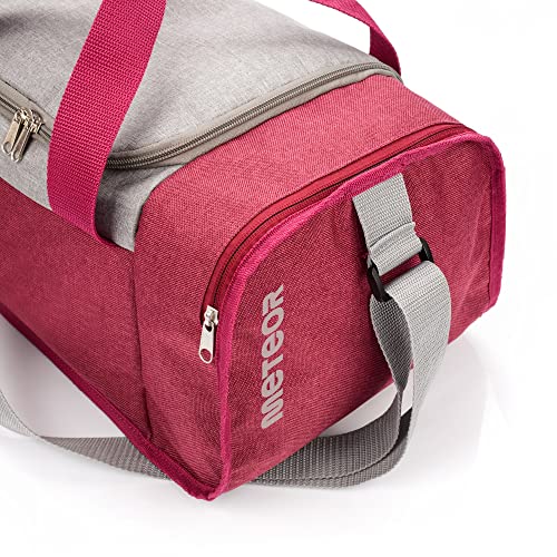 Bolsa de Deporte Gimnasio Fitness Viaje Vacaciones Deportiva - Bolso Universal con Bandolera - Bolsa plegada Ideal para jóvenes y Adultos, Hombre y Mujer 20L y 40L (Púrpura/Gris, 20 L)
