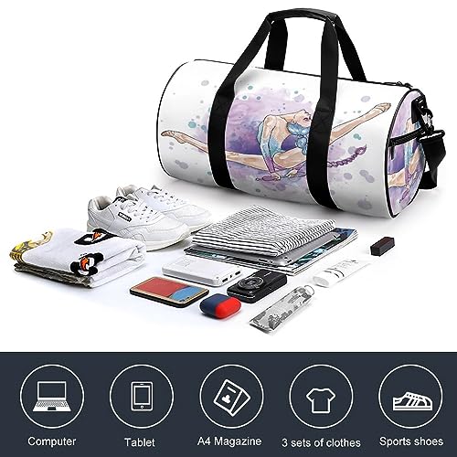 Bolsa de deporte para gimnasia rítmica (1) bolsa de gimnasio, bolsa de fin de semana, bolsa de viaje, bolsa de noche, bolsa de natación para niños y niñas, 45 x 23 x 23 cm, Gimnasia Rítmica(1),