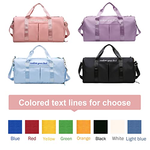 Bolsa de viaje personalizada con nombre bordado, bolsa de gimnasio deportiva personalizada con bolsillos húmedos y secos y zapatos para fin de semana durante la noche, regalo de dama de honor, Rosado