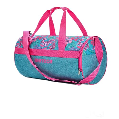Bolsa Deporte Viaje Gimnasio con Compartimento Separado para Zapatos Duffle Bag para Hombre Mujer Ultraligera Plegable Bolsa Deportiva 25 L Yoga Bolsa Fin de Semana (Blue/Pink Flowers, 25 L)