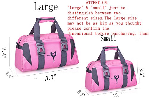 Bolsas deportivas de gimnasio para mujer, bolsa de yoga, ballet, baile, bolsa de lona para niñas, bolsas de noche para niñas, bolsas de fin de semana, Pink, L, Tamaño de equipaje de mano