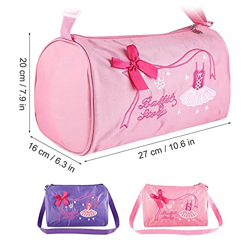 Bolso de Ballet para niñas, de Gran Capacidad, Ajustable para niños, Bolso de Ballet para niñas, niños, Baile, Ballet, natación, Mochila, Bolso Bordado, Bolso de Tela de Nailon para Ballet(Pink)