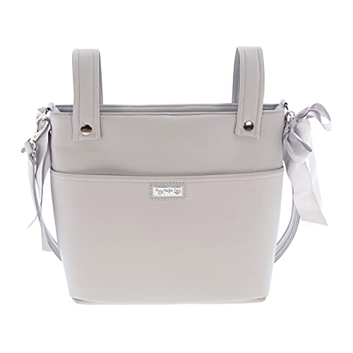Bolso para Silla de Paseo - Talega para silla de Paseo Rosy Fuentes- Incluye Asa larga para el hombro, bolsillos interiores y Lazos - Limpieza Sencilla 0-gris