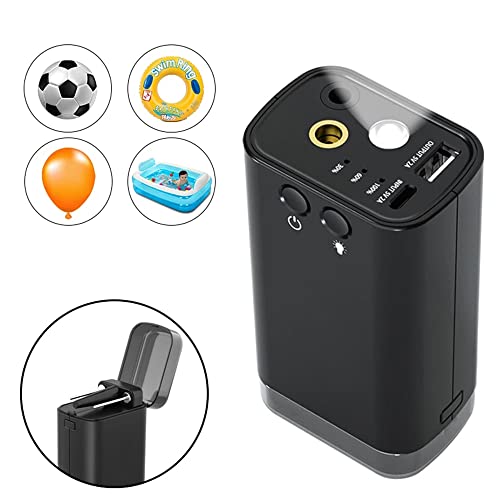 Bombas de bola eléctrica, bombas de balón de fútbol inflable inalámbrico, función linterna LED, banco fichas 2 en 1, carga de puerto USB, tapa emergente, para baloncesto balón baloncesto gimnasio