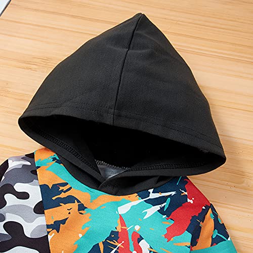 Borlai Conjunto de ropa para niños de 1 a 6 años de camuflaje de manga larga con capucha camisa pantalones largos chándal ropa de otoño, Colorido, 3-4 Años