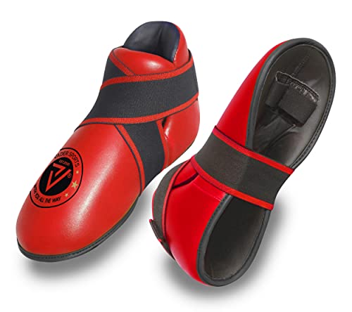 Botas de Kickboxing para Niños/Adultos - Color Rojo - Semi / Full Contact - Distintas Tallas - Rojo, L/Grande (adultos) - Talla 42 a 44.5, Polipropileno