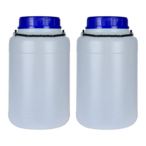Bote 5 litros boca ancha con tapa y asa. Bidón de plástico. Pack de 2 unidades.