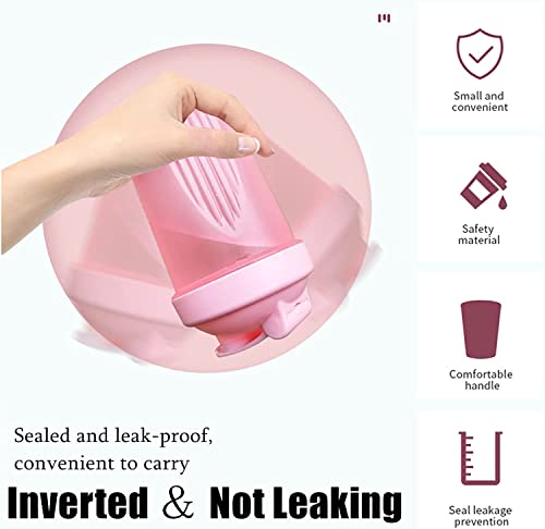 Botella mezcladora de proteínas de 400 ml con bola mezcladora de metal, tapa sin fugas con vasos agitadores para suplemento de proteínas, fitness y entrenamiento, licuadora de polvo (rosa)