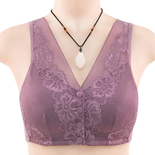 Brasier deportivo de yoga para mujer, casual, transpirable, suave, encaje frontal, botón frontal, copa moldeadora, talla grande, para yoga, deportes, cómodo, diario, con aros, ajustable, hombros
