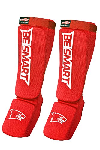 BS - Espinilleras para empeine y artes marciales mixtas, protector de pies para Muay Thai y Kick Boxing G (rojo, grande)