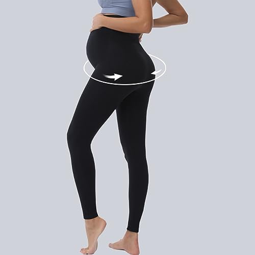 Buliezy Leggings premamá, Embarazada Leggings elástico Suave Pantalones de Yoga opacos para Embarazadas, Largos Pantalones para Embarazadas Negro, Cintura Alta Polainas Maternidad