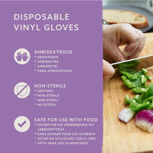 by Amazon - Guantes desechables de vinilo, Talla M, Paquete de 100(Anteriormente Marca Hevea)