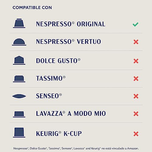by Amazon Lungo Cápsulas de café compatibles con Nespresso, Tueste Medio, 50 unidad, Paquete de 2 - Certificado Rainforest Alliance