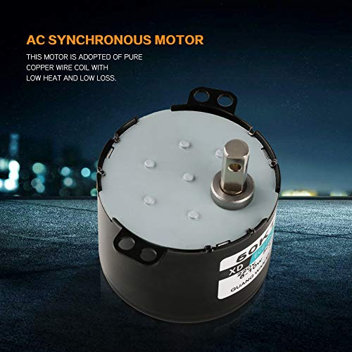 CA 220 (V) 5RPM 10RPM 15RPM 30RPM 50RPM Motor Síncrono de Baja Velocidad, 6-10 W Motor Eléctrico de Bajo Ruido para Máquinas Industriales, Lavavajillas Material Deportivo ect.(5rpm)