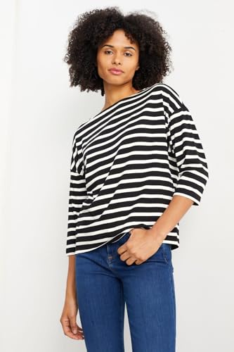 C&A Mujer Camiseta Negro/Blanco XL