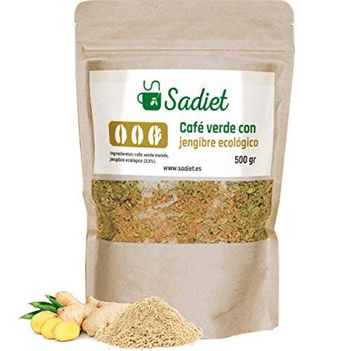 Café Verde para Adelgazar 500gr | Café Verde Molido con Jengibre Ecológico | Café Adelgazante Quemagrasa | Café para Adelgazar
