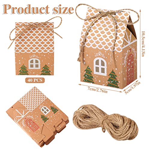 Cajita Navidad Regalo de Papel Kraft, 40 Piezas Caja Pequeña Regalo Navidad, Cajas Carton Regalo Navidad para Envolver Regalos Dulces Chocolate Galletas Postre Comida (7 x 5 x 10,5 cm)