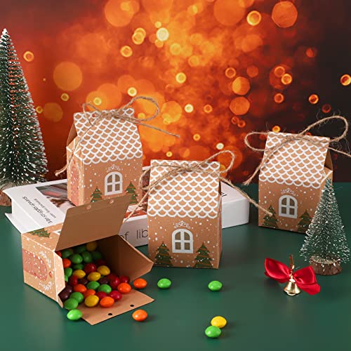 Cajita Navidad Regalo de Papel Kraft, 40 Piezas Caja Pequeña Regalo Navidad, Cajas Carton Regalo Navidad para Envolver Regalos Dulces Chocolate Galletas Postre Comida (7 x 5 x 10,5 cm)