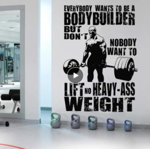 Calcomanía de pared para gimnasio, todo el mundo quiere ser un culturista, entrenamiento, atleta, Fitness, eslogan inspirador, pegatina de vinilo, regalo, decoración de pared de gimnasio, 42x61cm